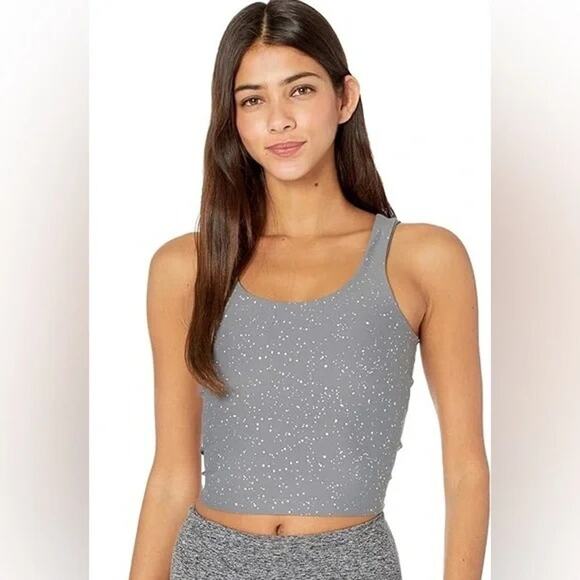 BEYOND YOGA Keep It Simple Cropped Yoga Tank Size Large Gray - Picture 1 of 5